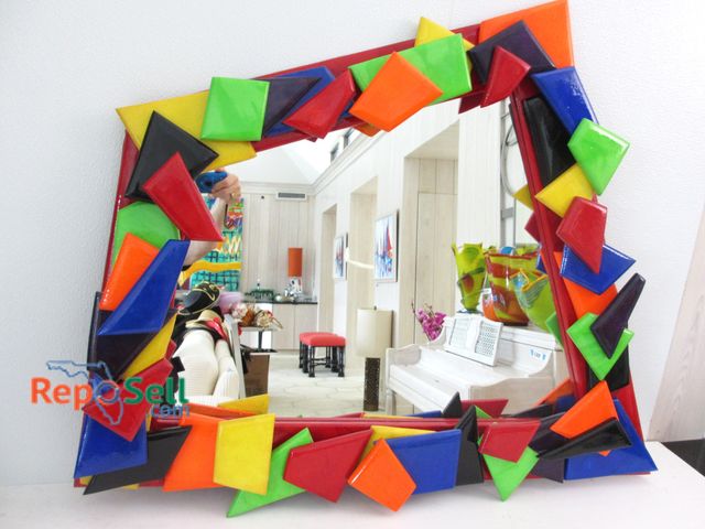 Lot 31-1164 - Lynn Cavanaugh Abstract Wood Mirror 30" W