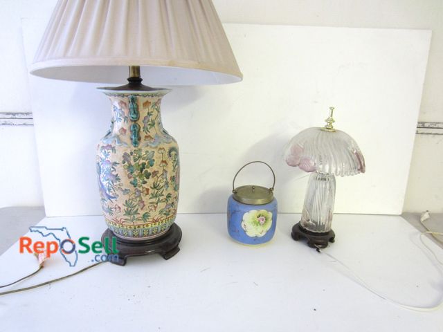 Lot 31-2105 - (2) Decorative Lamps and Pot