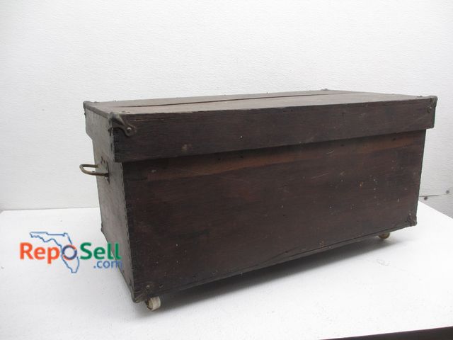 Lot 31-1343 - Wood Tongue &amp; Groove Storage Box w/Wheels, Metal Handles - 25" x 13 x 11