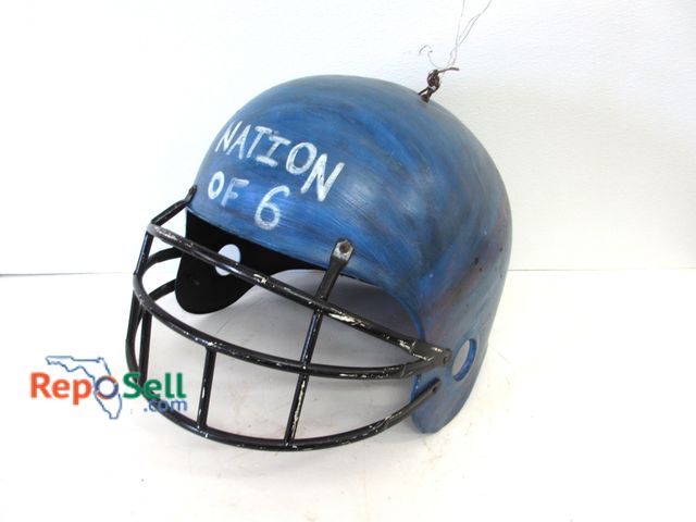 Lot 31-1111 - Blue Metal Football Helmet Light 16"h x 20"d; Needs Parts to complete