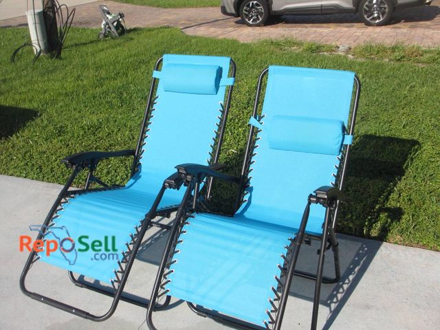 Lot 31-8581 - (2) Blue Foldable Outdoor Zero Gravity Lounge Chairs By Best Choice Products