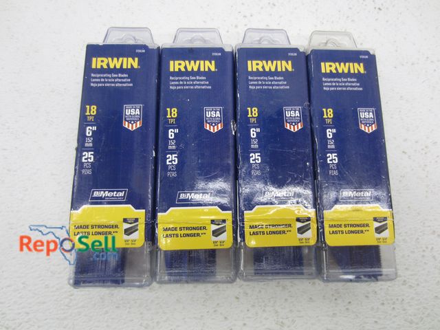 Lot 31-5055 - (100) New Irwin 6" 18 TPI Bimetal Sawzall Blades, Cuts Stainless And Metal. USA Made