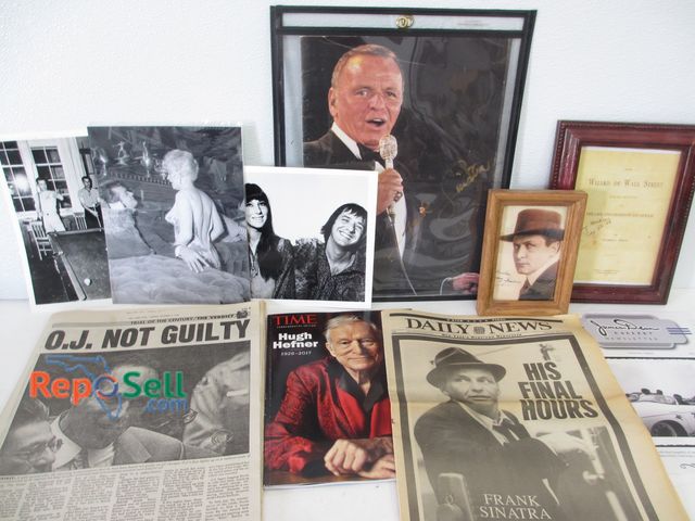 Lot 31-1265 - Assorted Hollywood Memorabilia; Includes Sinatra; Houdini; Sonny &amp; Cher Photo; Hugh Heffner Maga...