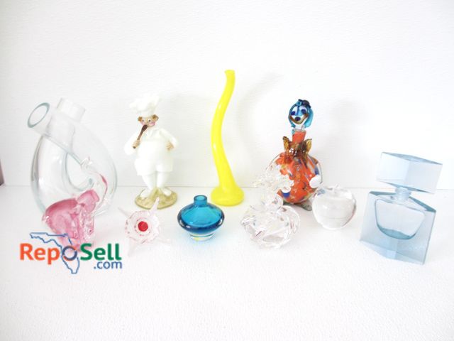 Lot 31-2181 - (11) Glass Pieces: Many Blown Glass - Clown w/Stopper, Perfume Bottles