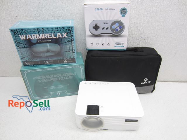 Lot 31-2391 - Vankyo Projector w/Case (Powers On), New Warmrelax Eye Massager &amp; New Inflatable Travel Pillow, ...