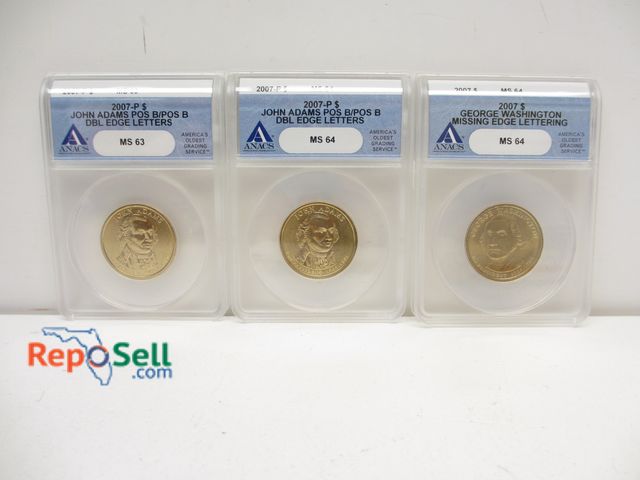 Lot 31-3011 - (3) Mint Error Coins: (2) John Adams, (1) Washington
