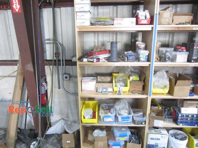 Lot 31-8026 - Contents of Left Side (Labeled E) Shelves: Screws, Panel Grip, Bins, etc.