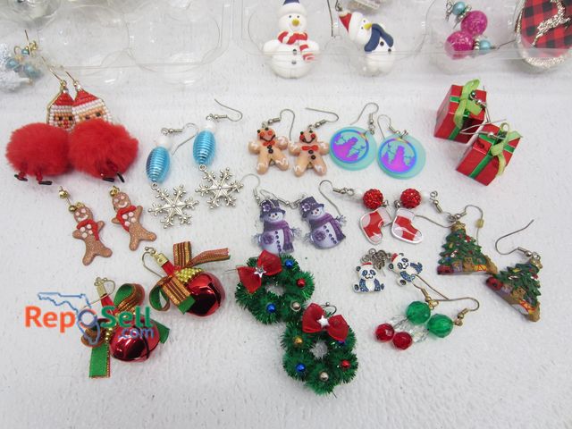 Lot 31-7465 - (100+) Pairs of Christmas Earrings