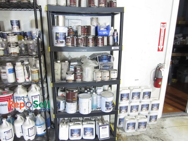 Lot 31-8057 - Shelf and Contents: Old Masters Wood Stain, Ciranova, Mohawk.