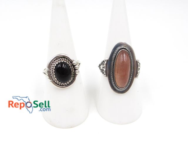 Lot 31-1012 - (2) .925 Silver Gemstone Rings Size 6.5 - 10.31g total