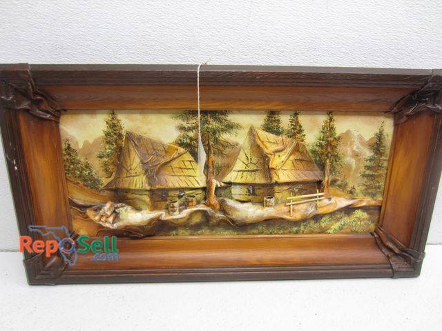 Lot 31-4042 - 3D Framed Art:  Leather Fenix Studio Eehtes Leder - 25"x13"