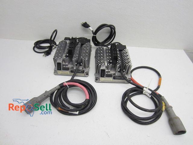 Lot 31-1337 - (2) club car golf cart battery chargers - both power on