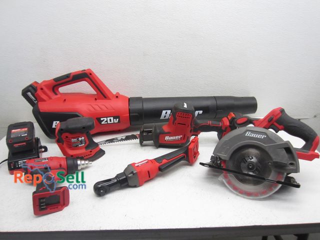 Lot 31-7132 - (6) Bauer Power Tools With (2) Batteries And Charger - All Power On