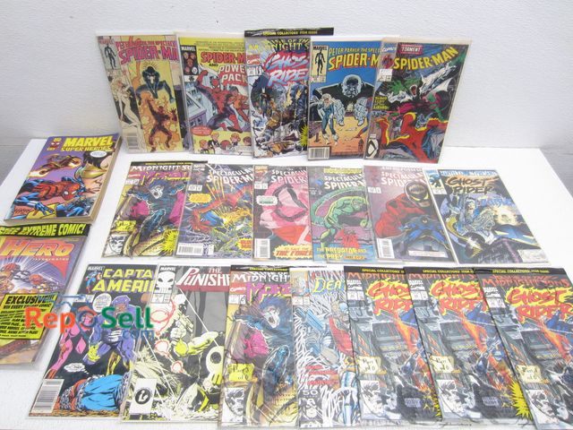 Lot 31-3304 - (18) Vintage Marvel Comics &amp; (2) Comic Magazines: Spider-Man, Ghost Rider, Morbious, etc. - All ...