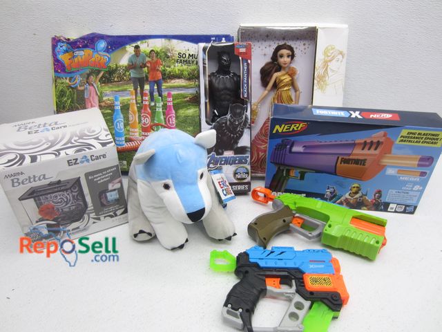 Lot 31-1083 - Assortment of Kids Toys: Disney Style Series Doll, Giant Ring Toss, Nerf Gun, etc.