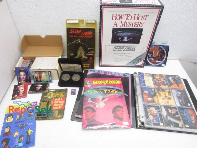 Lot 31-4428 - Star Wars Lot: (2) Coins w/COA Capt Kirk &amp; Picard, Collectible Cards, Porcelain Mini Plate w/Sta...