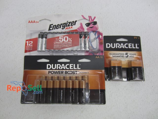 Lot 31-6429 - Duracell and Energizer Batteries: (2) 9V, (16) AA 2021, (24) AAA 2023 - Posted Mfg Date
