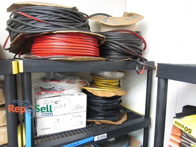 Lot 31-8306 - Shelf &amp; Contents: Weather Stripping, rubber gasket, etc Shelf Measures 74" x 35" x 18"