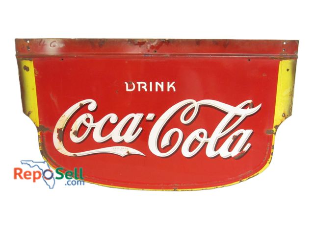 Lot 31-1039 - Large 1935 Enamel Coca Cola Metal Double Sided Sign 5' L