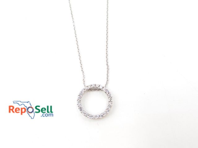 Lot 31-7011 - 14K White Gold Circle Pendant and 18" WG Chain w/Lobster Clasp - 3.07g total