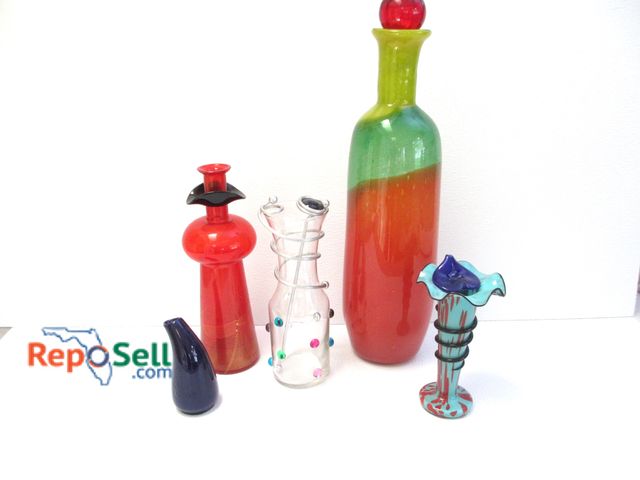 Lot 31-1355 - (5) Glass Vases, Various Style &amp; Size, Some Abstract: 1-From Germany