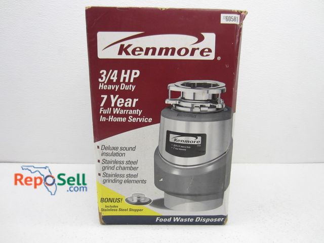 Lot 31-1332 - Kenmore 3/4 HP Garbage disposal, appears NIB.