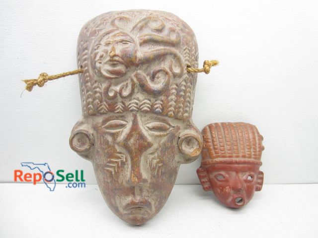 Lot 31-9448 - (2) Clay Masks - Large &amp; Small