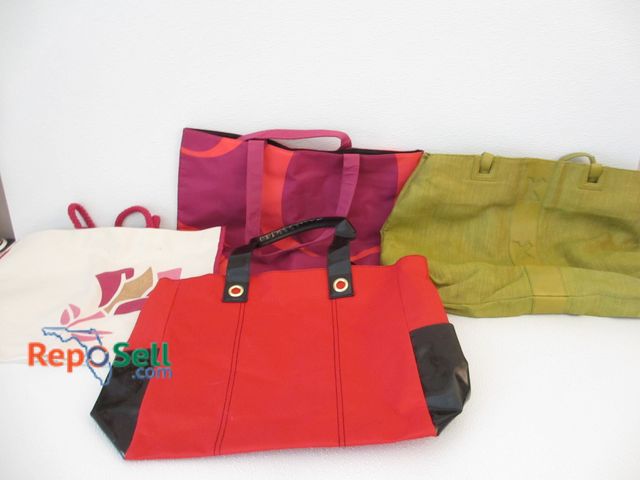 Lot 31-1391 - (4) Totes/Purses: 3 - Lancome &amp; 1 - Picasso, All Cloth Fabric