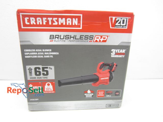 Lot 31-3166 - Craftsman 20V Cordless Axial Blower w/5.0AH Battery &amp; Charger, #CMCBL730P1
