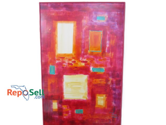 Lot 31-1205 - Red Painting by J. Johnson, 26"x40"  (#39)