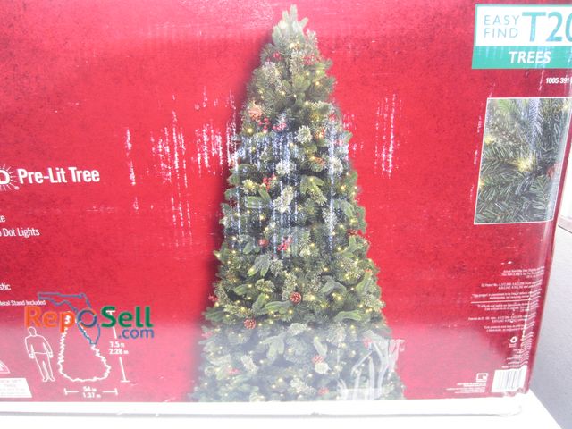 Lot 31-6228 - 7.5' Pre-Lit Westwood White Fir Xmas Tree