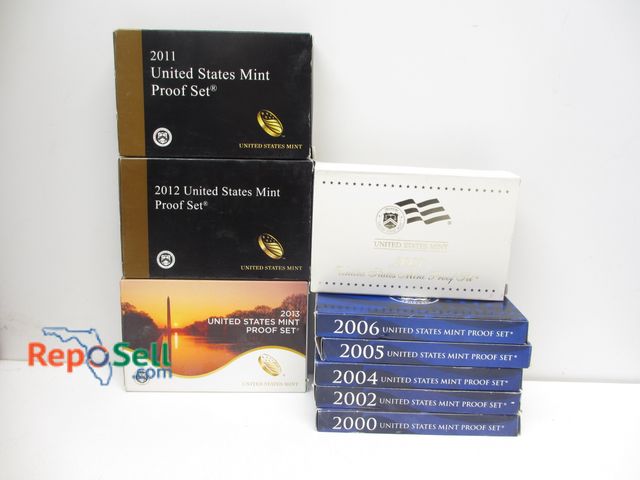 Lot 31-6007 - (9) US Mint Proof Sets in Boxes with COA: 2000, 02, 04, 05, 06, 07, 2011, 12, 13