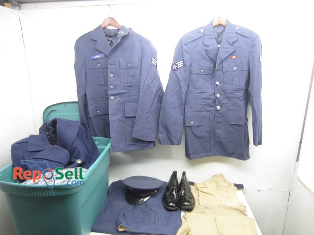 Lot 31-1238 - Lot of Vintage Airforce Uniforms - Jackets, Hats, Shoes, etc.
