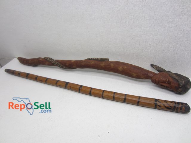 Lot 31-6517 - (2) Walking Sticks w/Designs 40"L
