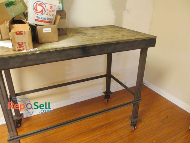 Lot 31-8161 - Metal Wood Top Rolling Cart 48"L - No Contents