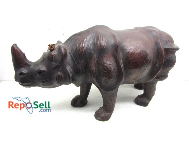Lot 31-6241 - Large Leather Rhinoceros Figure 15" H