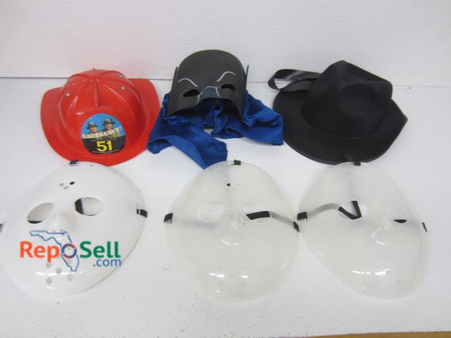 Lot 31-1240 - (6) Assorted Character Hats and Masks: Batman, Michael Myers, etc.