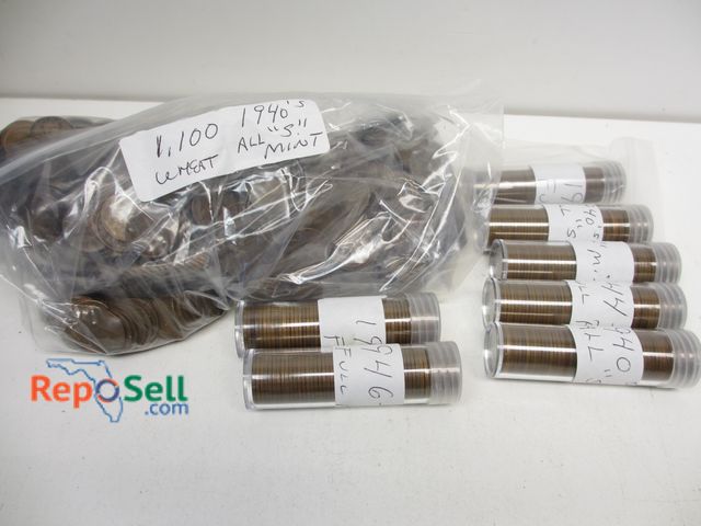 Lot 31-5036 - (1,500) 1940's Wheat Pennies - All "S" Mint Mark - Loose and  Tubes