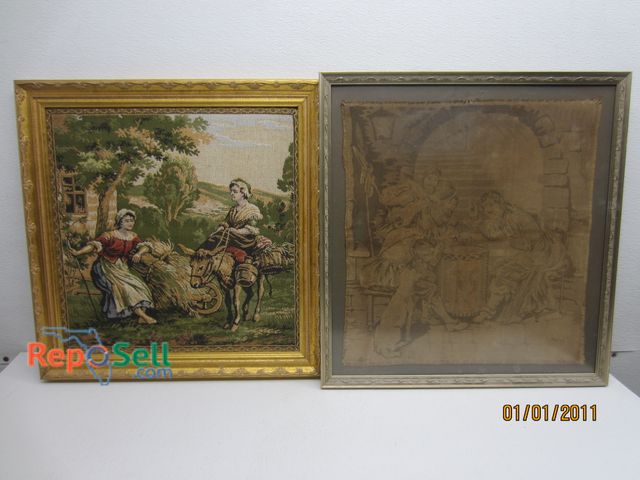 Lot 31-5143 - (2) Framed Needlepoint Vintage Art 23" x 21.5"