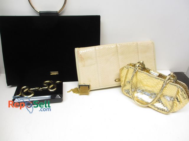 Lot 31-3028 - (4) Purses No COA's: Herrera Black Tote, Kilian Black Snake Clutch, Pilner, Palizzio
