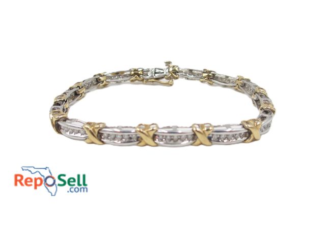 Lot 31-2005 - 10K White/Yellow Gold Diamond Bracelet - 13g total