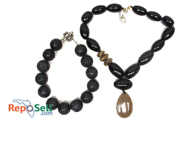 Lot 31-1540 - (2) Necklaces: (1) Rough Finish, (1) Lacquered Chico's