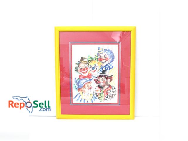 Lot 31-1123 - Signed And Numbered Framed Clown Artwork By Judy Hagstrom 132/500 - 25"x29"