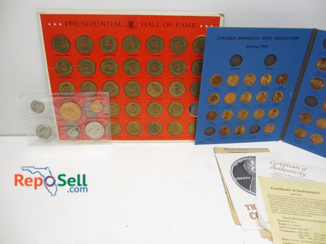 Lot 31-4005 - Coin Collection: (34) 1968 Presidential Hall of Fame, 1980 Denver Mint Set, (43) 1959-82 Lincoln Cen...