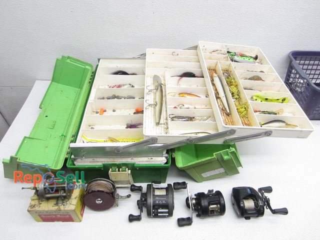 Lot 31-3037 - Tackle Box with Tackle and (5) Reels: Shakespeare, Southbend, etc.