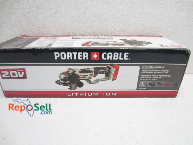 Lot 31-9331 - New Porter Cable grinder kit with 20V battery and charger. Powers on. PCC761DL.