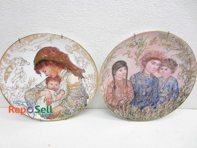 Lot 31-3065 - (2) Edna Hibel Decorative Plates 9.5"W: "To Life" And "The Wonder Of Love"
