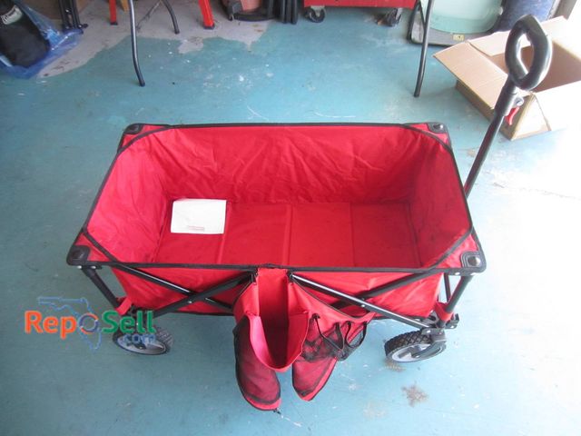 Lot 31-8631 - Collapsible Red Folding Utility Wagon With Handle And Mesh Pockets