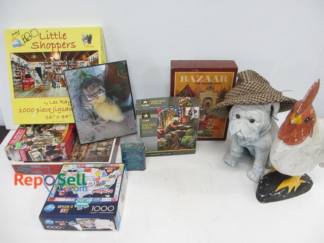 Lot 31-1329 - Estate Lot: Jigsaw Puzzles, Dog, Rooster, Hat