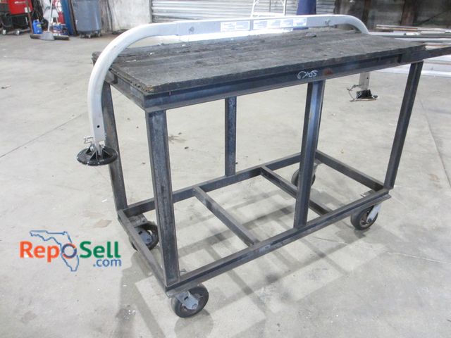 Lot 31-8339 - Rolling Work Table 59"L x 22 x 37 and Ladder Stabilizer